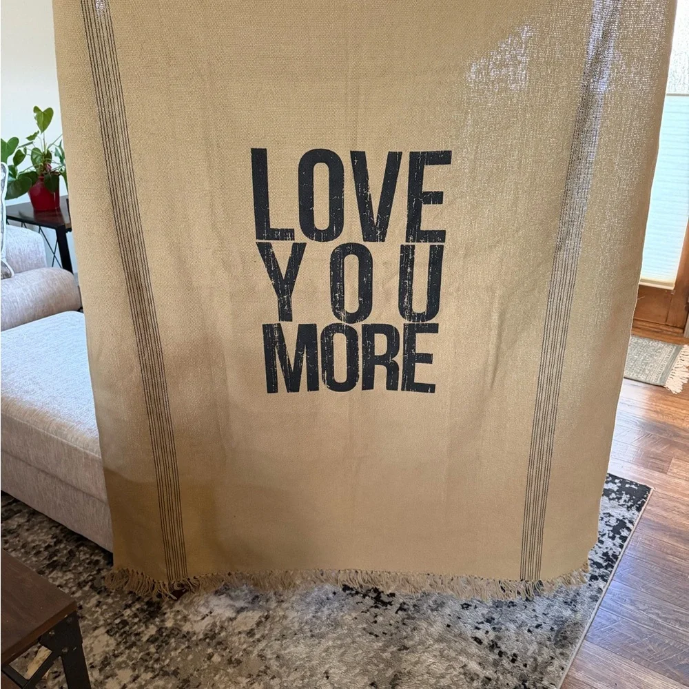 Tan 'Love You More' Wall Hanging or Blanket
